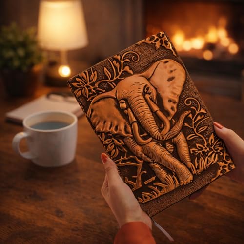Image of Giftana 3D Elephant DND Vintage Notebook Diary for Men and Women, Antique Diary with 200 Pages | Premium Writing A5 Journal Leather Diaries, Travel Diary, Corporate Gift for Employees (Copper)
