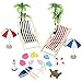 Produktbild BUZIFU Puppenhaus Dekoration 20 stücke Strand Stil Miniatur Ornament Kits Miniatur Fee Garten DIY Puppenhaus Strandkorb, Boot, Ruder, Sonnenschirme, Kokospalme, Schildkröte, Seestern