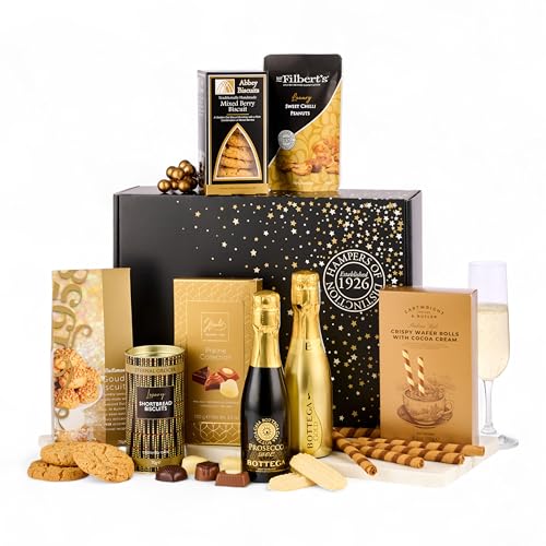 Thornton & France Sparkle Hamper Luxury Prosecco Gift Set with Bottega Gold & Casa Bottega Sweet & Savoury Treats Celebration Gift Box for Birthdays Engagements & Special Occasions