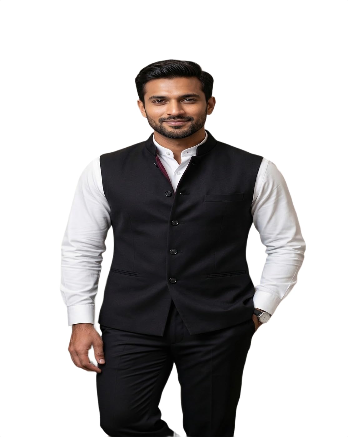 new-18 Men Black Nehru Jacket Waistcoat-picture-40