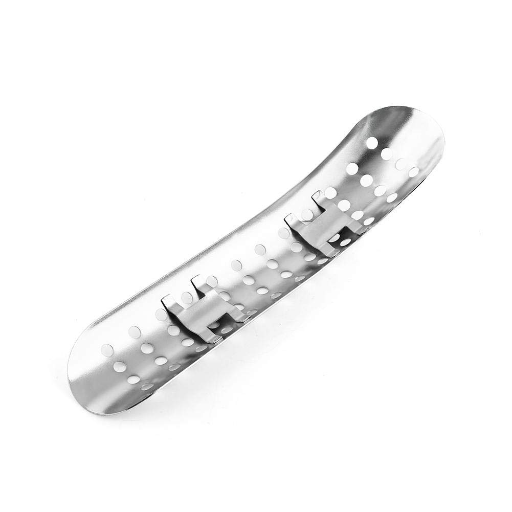 Qiilu Silver Motorcycle Exhaust Heat Shield, Universal Motorcycle Curve 50Mm-70Mm Exhaust Pipe Hole Heat-Shield Cover With 2 Clamps(Silver)