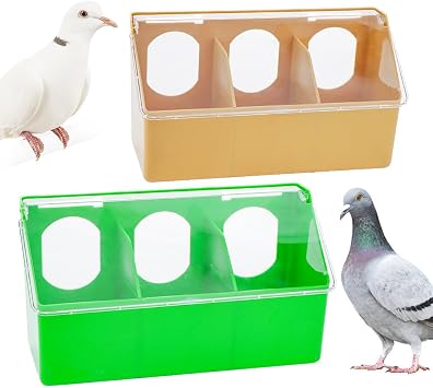 2 Pack Pigeon Plastic Feeder Bird Slot Feeder Dove Food Feeding Hanging Box for Poultry Pigeon Parrot Budgie Parakeet Cage Three Holes