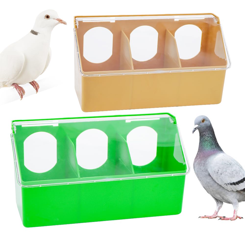 Confezione da 2 mangiatoie in plastica per piccioni, pappagalli, pappagalli, parrocchetti (tre fori)