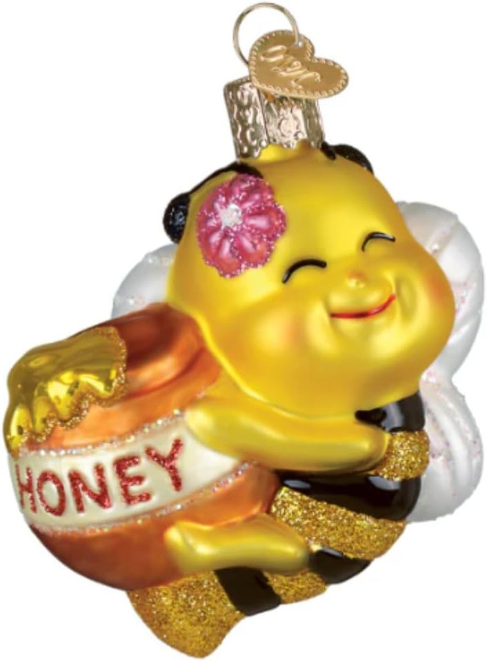 Old World Christmas Honeycomb Glass Blown Ornament for Christmas Tree, Handcrafted Holiday Decoration, Bee Collection