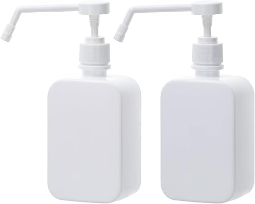 Dispensador de botellas con bomba de 16.9 onzas, paquete de 2 botellas vacías de champú de loción de plástico, botellas de jabón de manos