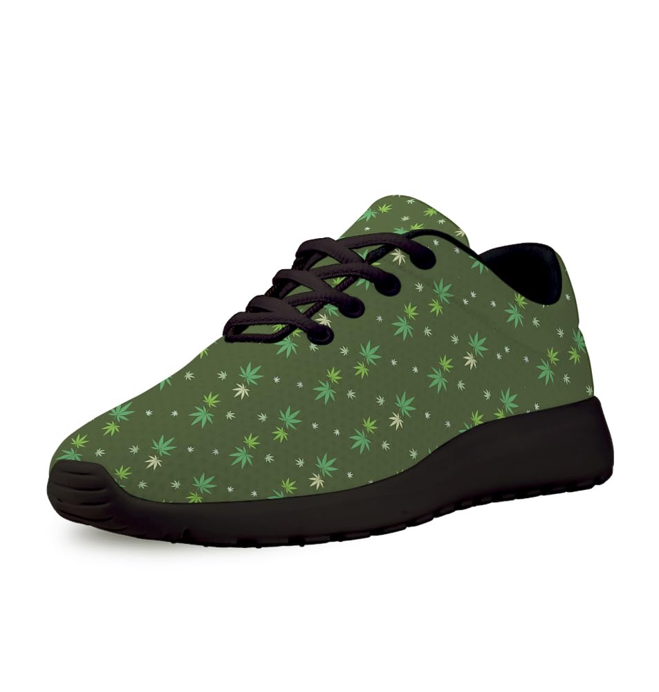 Weed Shoes for Men Women,Marijuana Leaf Sneakers Comfortable Running Walking Tennis Shoes Black