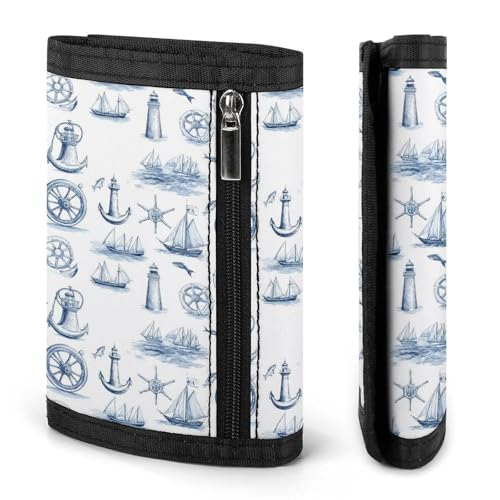 Sketch Anchor Lighthouse Print Wallet for Men, 8 Credit Card Holder Slim Minimalist Front Pocket Small Mens Bifold Wallets2