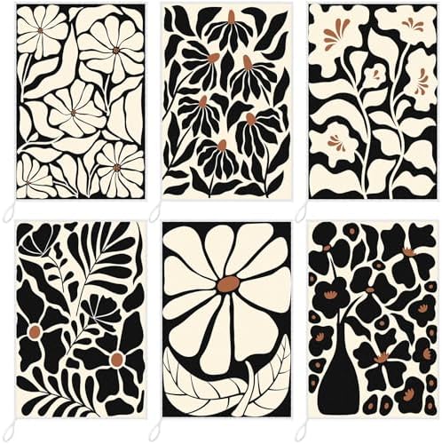 Breling Set of 6 Kitchen Towels Vintage Themed Dish Towel Bathroom Decorative Rustic Cloths Tea Towels for Kitchen Bathroom Home Cooking Housewarming Gifts, 14 x 21 inch(Black,Boho)
