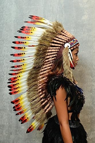 The World of Feathers womens Medium Headdress Indian Feather Headdress