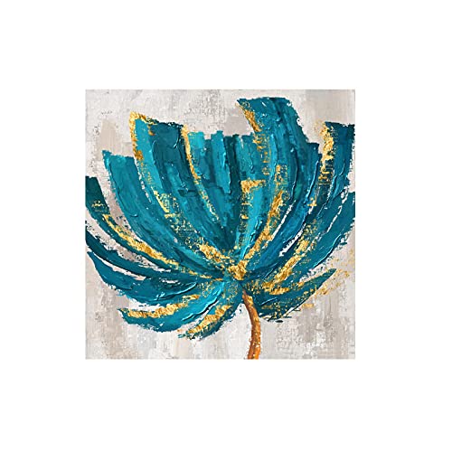 Peinture sur toile abstraite KEBIA avec fleurs dorées lot de 2 affiches vintage 70x70 cm - 5