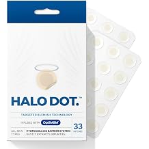 Halo DotTM Ultra Thin Pimple Patches for Face, Invisible Hydrocolloid Acne Patches with OptiMSM, Visibly Shrinks Zit & Whitehead- with Travel Essentials Inner Pouch 33 PATCHES