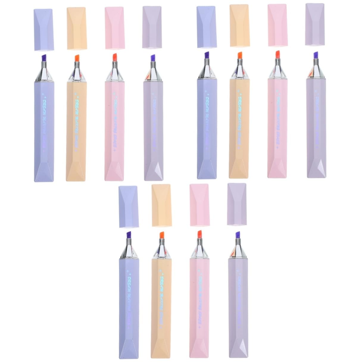 VILLCASE 12pezzi Evidenziatori Colorati Punta Per Studio e Ufficio Per Disegni e Set Evidenziatori Fluorescenti Per Studenti