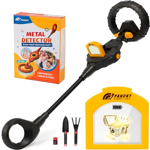 Image of PANCKY Metal Detector for Kids, IP68 Waterproof 3-10 Year Kids Metal Detector Kit with LCD Display, Automatic Sensitivity Adjustment, 6.6 inch Search Coil, 1.65lb Lightweight, Gift for Boys & Girls, Black
