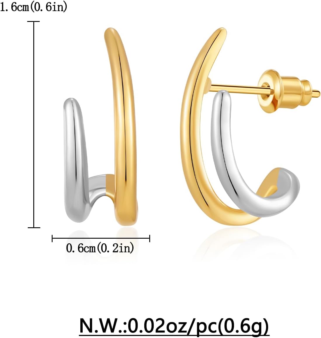 Small Two Tone Stud Earrings for Women Trendy Gold and Silver Minimalist Cross Earring Dainty Earrings Mixed Metal Jewelry Gifts for Daily Wear，3 Styles - Image 7