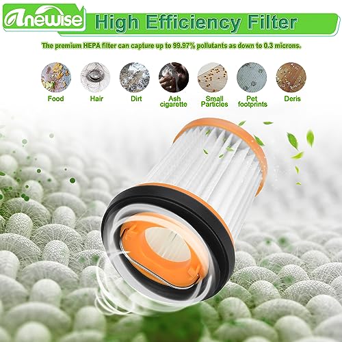 WV201 Filter Replacement for Shark Wandvac ION W1 S87 Cordless Handheld WV200 WV201 WV205 WV220 WV200C WV221 WV201BK Wand Stick Vacuum, 6 Pack Handheld Vacuum Filters, Part #XHFWV200