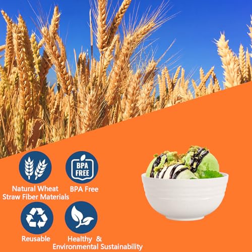 Image of 【NOT CERAMIC】Unbreakable Cereal Bowls, 25 OZ Wheat Straw Bowls Microwave and Dishwasher Safe BPA-Free Eco-Friendly Bowl Beige Color for Cereal, Serving ,Soup, Oatmeal, Pasta and Salad(Set Of 6)