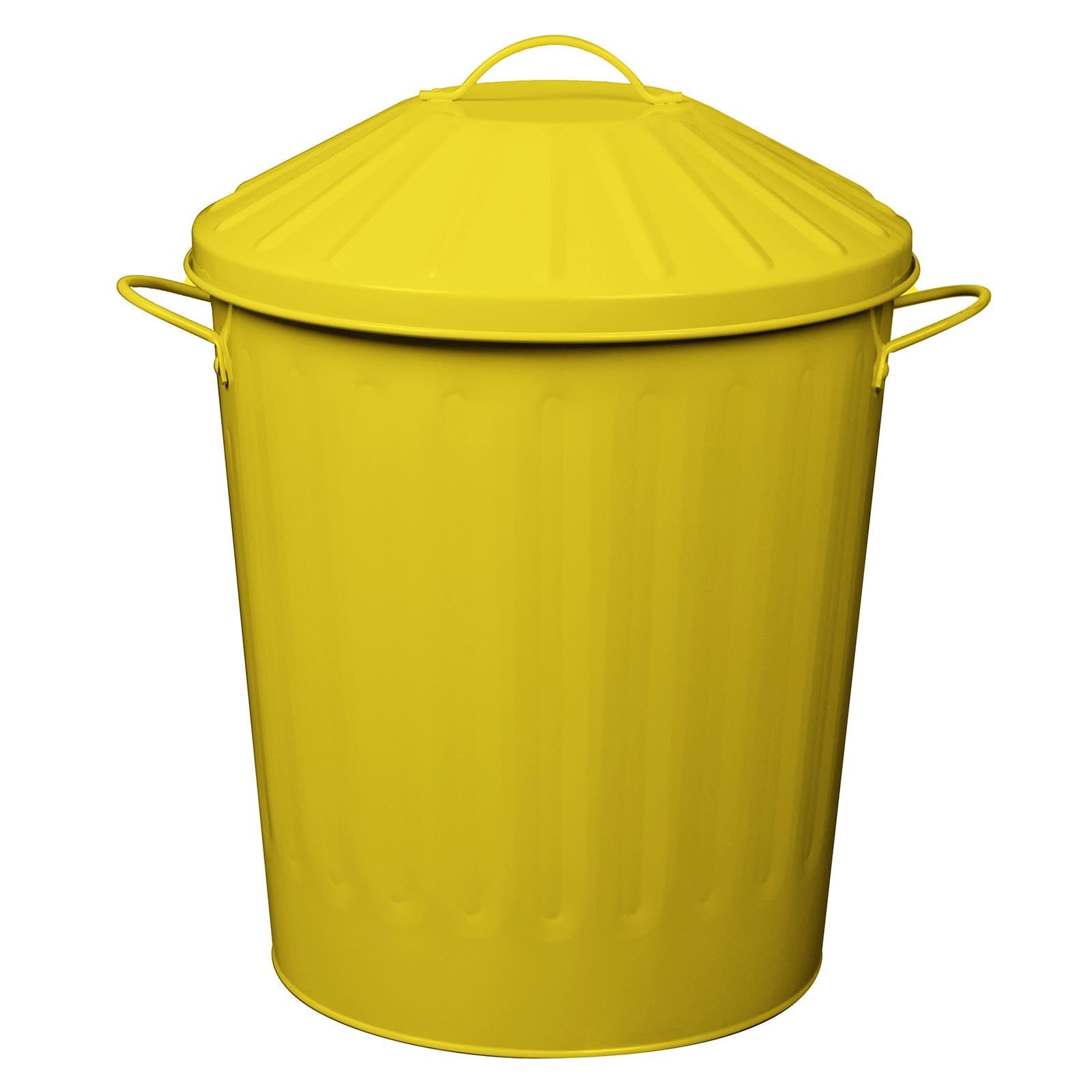 simpa 40L Colourful Vintage Style Metal Tapered Dustbins & Lids - Yellow 46cm (H) x 32.5cm (Dia) โ image 1