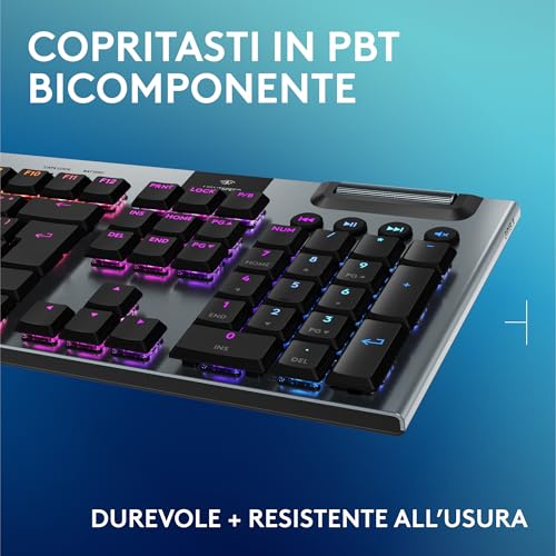 G915 X LIGHTSPEED Tastiera gaming wireless a profilo ribassato, copritasti in PBT bicomponente, tasti completamente programmabili, switch GL Brown Tactile - PC/Mac, US QWERTY Layout - Nero - Tastiera gaming - Immagine 6