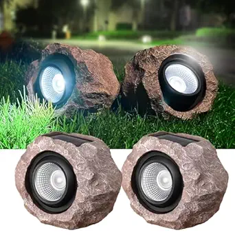 Timeflies Solar Rock Lights Outdoor, 2 Pack Super Bright Solar Spot Lights Outdoor IP65 Waterproof Solar Yard Lights, Auto On/Off Solar Garden Lights for Paths, Sidewalks, Yards, Landscapes, Patios