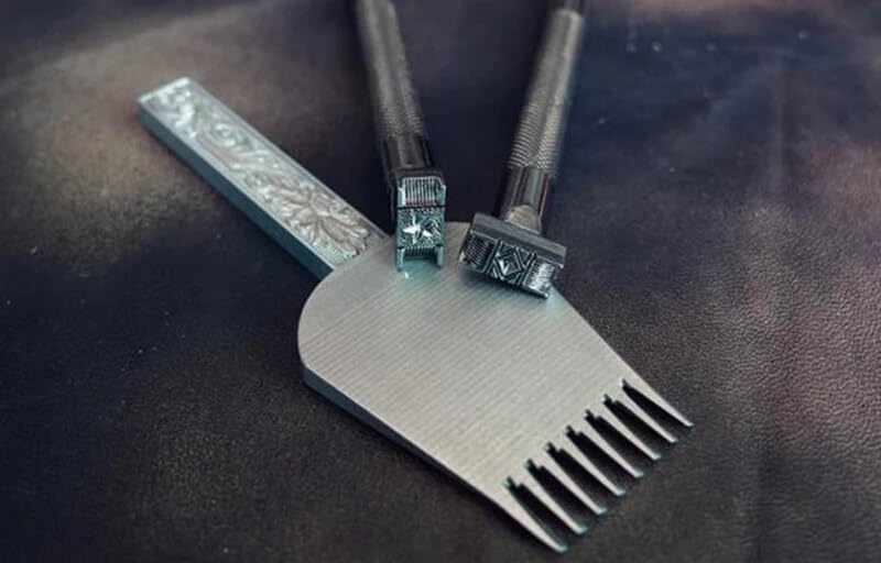 Advanced steel straw mat Pentagram pattern Hand-work unique design leather working tools carving punches stamp craft - (Color: A)