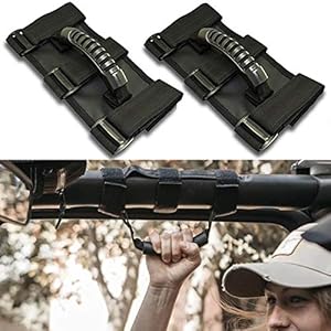 TOAPCAYR 2 Packs Roll Bar Grab Handles 3 Strap Fits All Jeep Wrangler Models, Sturdy Grip Paracord Handle