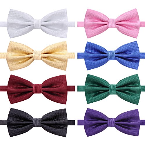 Image of AUSKY 8 PACKS Elegant Adjustable Pre-tied Bow Ties for Men Boys (1&4&5&6&8 Pack for option)