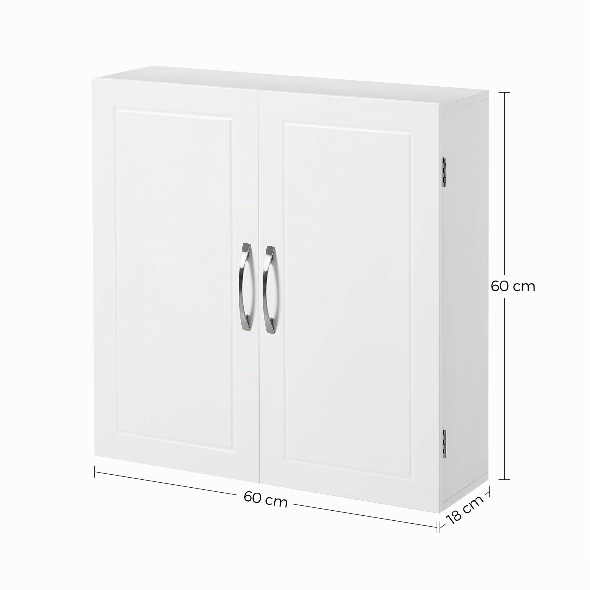 VASAGLE Armoire Murale pour Salle de Bain, Placard de Rangement Mural pour Salle de Bain, 18 x 60 x 60 cm, Armoire à Pharmacie avec Étagères Réglables, Blanc Nuage BBC320W01