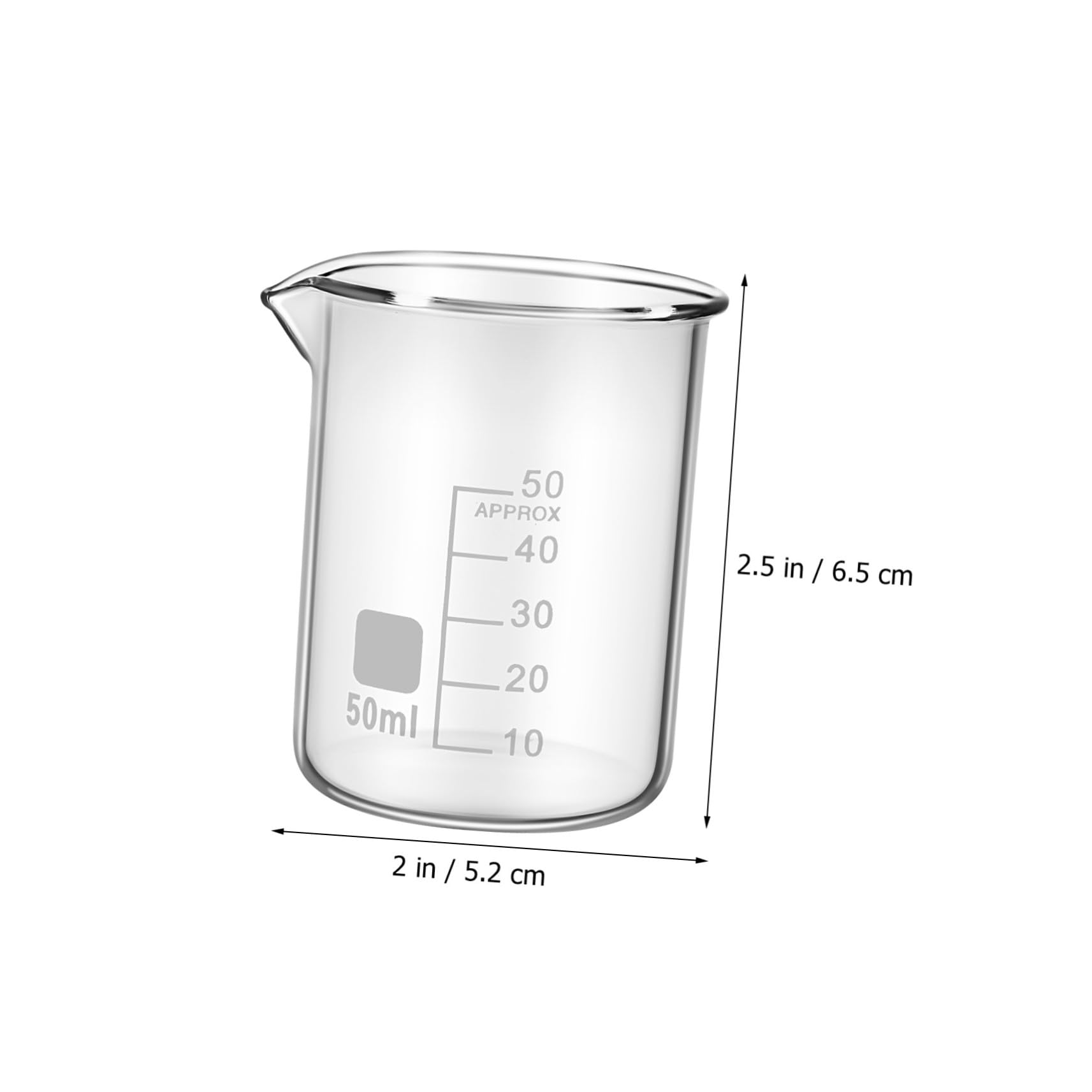 20 Pezzi becher bicchieri graduati tazze borosilicato tazza per esperimenti scientifici volumetrico cilindri graduati trasparenti bicchiere da in vetro Trasparente