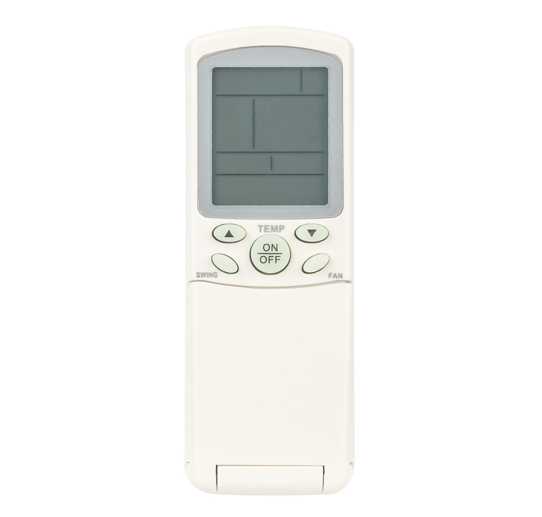 Front view of the AULCMEET YL-H03 remote control, showing all buttons and the display screen.