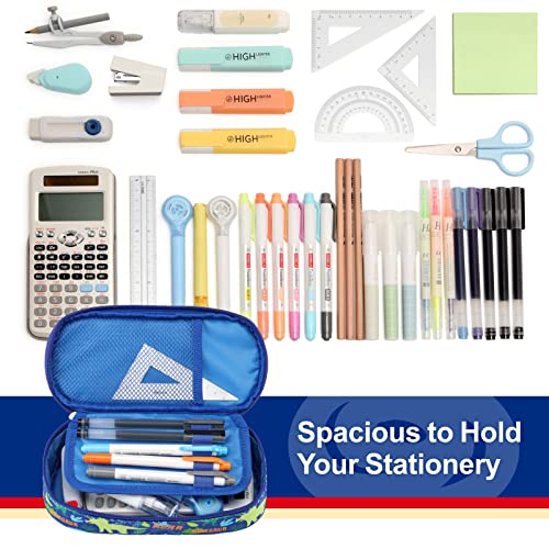 Image of Bagseri Pencil Case for Boys - Large Kids Pencil Pouch for School | Kids Pencil Case Wide Opening, Boys Pen Bag with Multi-Slot, Cute Water Resistent Organizer for Stationery, Blue Shark