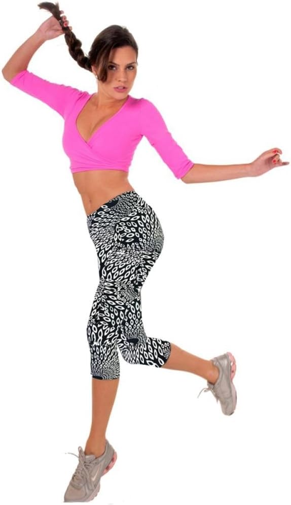 Fortan Womens High Waist Fitness Yoga Sport Pants Cropped (Medium, Black )