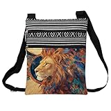 LiuenMgg Ethnic Lion Messenger Bag Small Ethnic Pattern Printed Adjustable Strap Crossbody Zipper Bag Ethnic Lion Phone Bag Wallet Cute Shoulder Handbag for Women Friends -1
