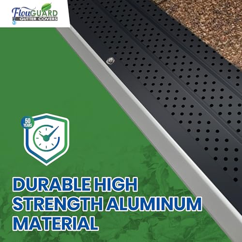 Image of FlowGuard Heavy-Duty 5 inch /6 inch USA Slip-Under Gutter Guards, Black, 5,100 Ft