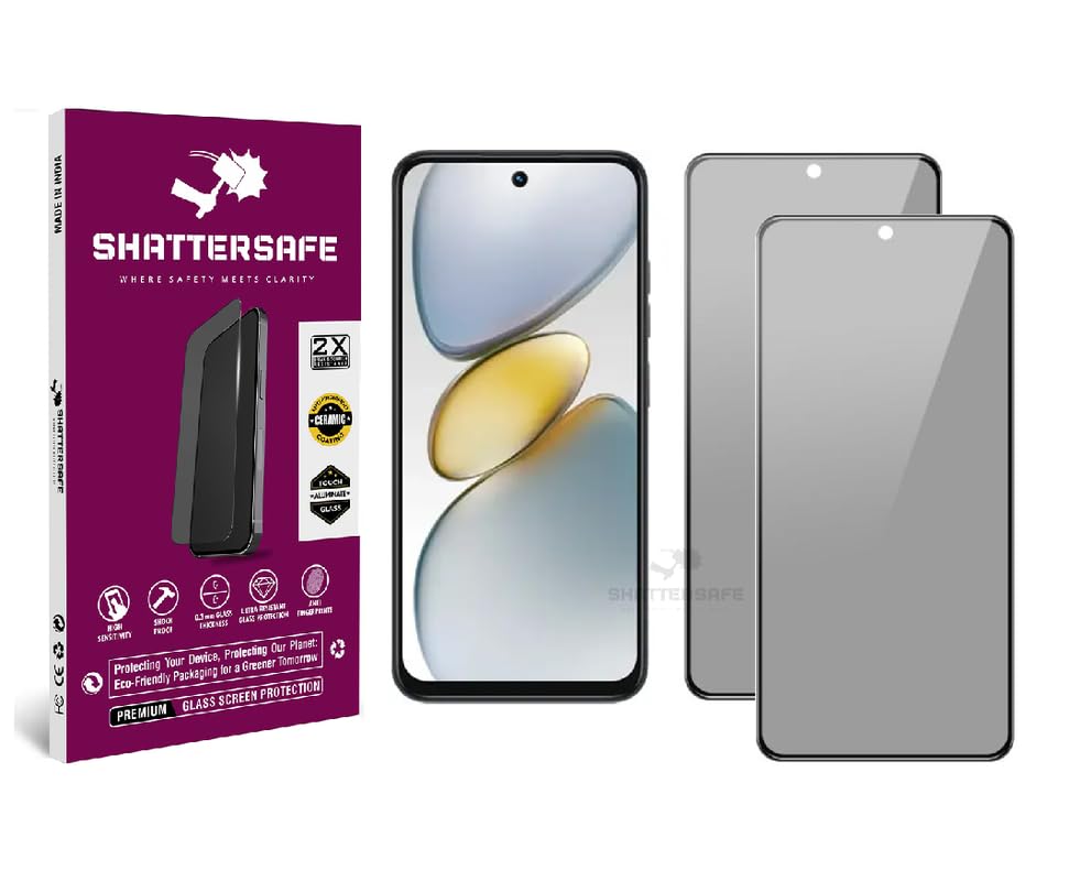 Image of Anti-Spy Privacy Tempered Glass Compatible For Tecno Spark GO 1 [Pack of 2]. 9H Hardness, Anti-Scratch, Edge-to-Edge Protection With Easy Installation Kit & Case Friendly Fit.