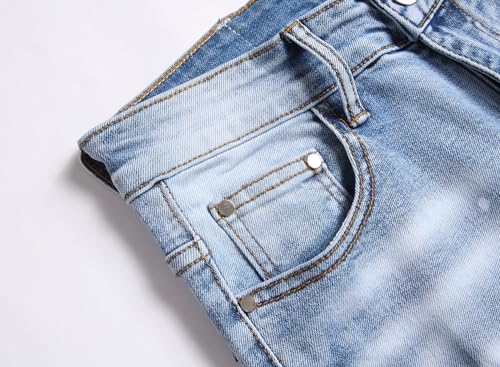 AITITIA Men's Biker Zipper Deco Washed Straight Fit Jeans (38, 1992 Blue) by AITITIA - Used condition - Image 7