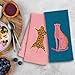 WFSM Pink and Blue Preppy Leopard Cheetah Kitchen Towels and Dishcloth Set of 2, Funky Trendy Dish Towels for Kitchen, Funky Hand Towels for Bathroom, Preppy Bathroom Decor, 16x24 Inches