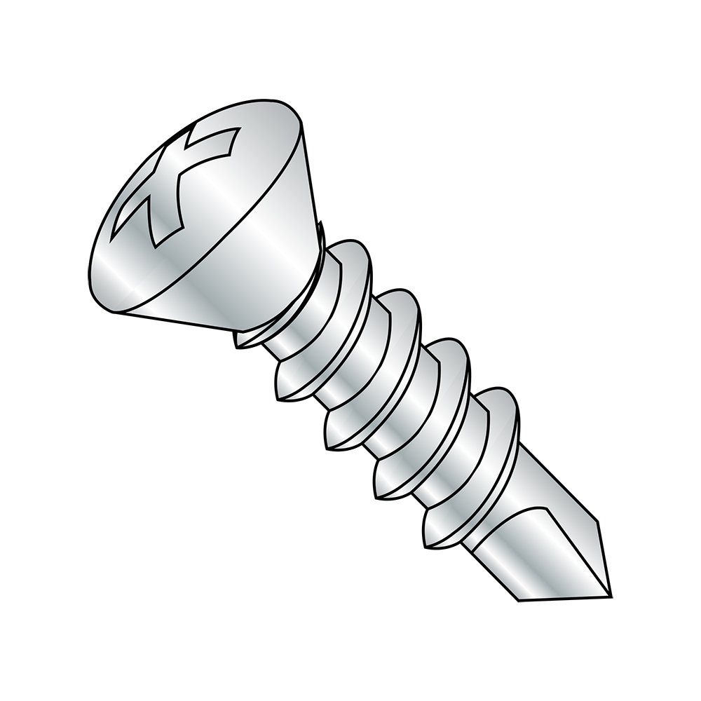 Small Parts 1432KPO Steel Self-Drilling Screw, Zinc Plated Finish, 82 Degree Oval Head, Phillips Drive, #3 Drill Point, 1/4"-14 Thread Size, 2" Length