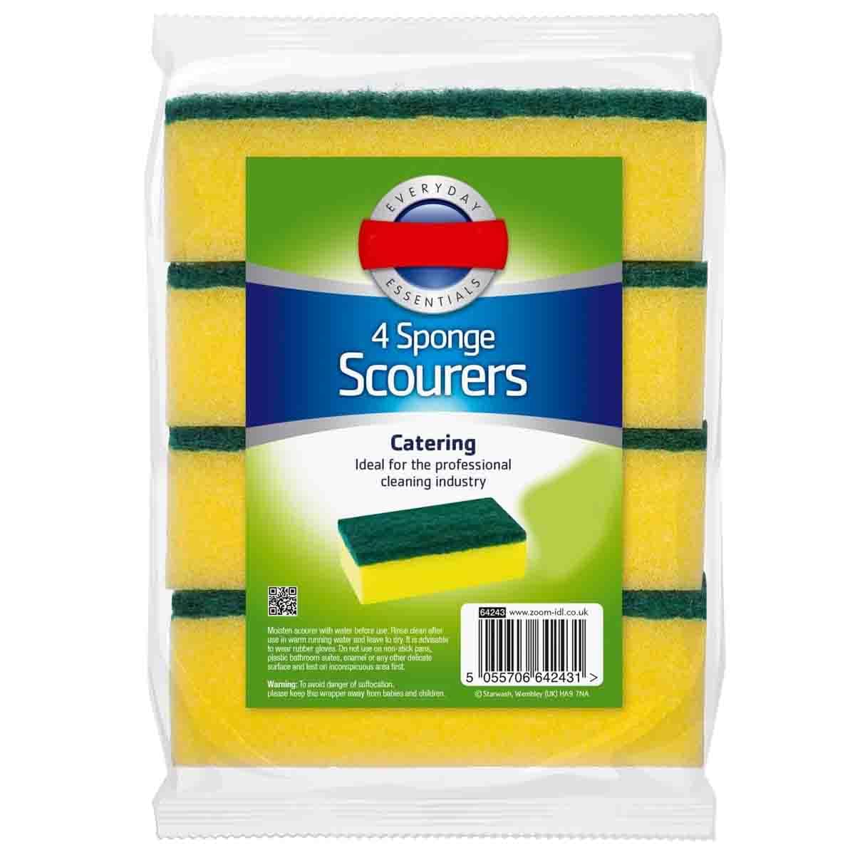 Zale Yardley Scrub Sponges, Dishwashing Sponge, Kitchen Sponge, kitchen and Bathroom Cleaning Scrub Pad, Non-Scratch, Synthetic Sponge, Clean Dirt & Germs Sponge (Pack of 4)