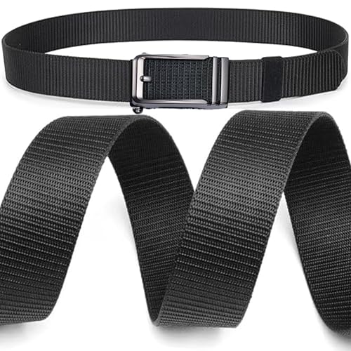 Men Casual Woven Nylon Belt for Golf Jeans 1-1/2 Inch Wide No Holes Invisible Shaped Alloy Buckle Belt4