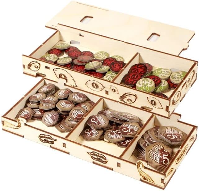 The Broken Token Game Organizer - Arkham Horror: The Card Game Revised Core Set Compatible Organizer, Wooden Storage Box for Tabletop Games