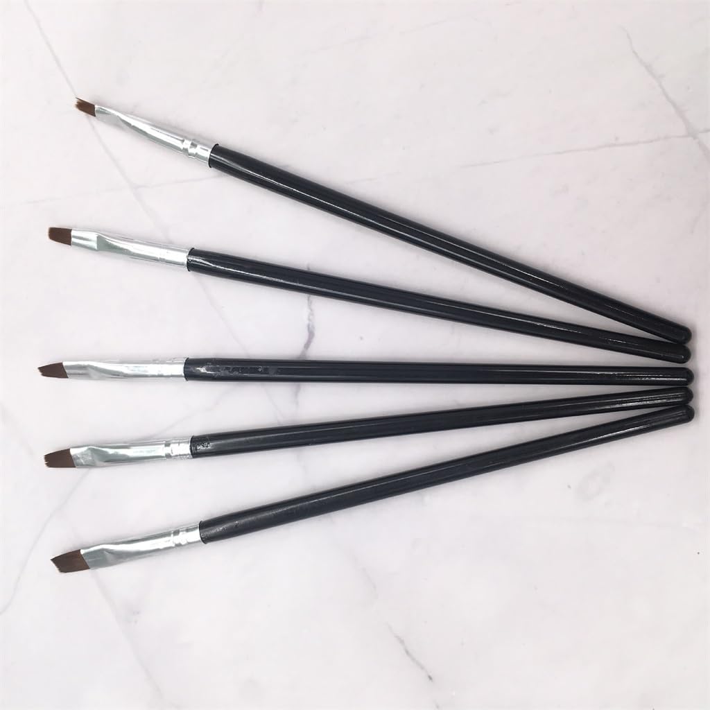 Set di 5 pennelli per manicure, colore nero, per unghie