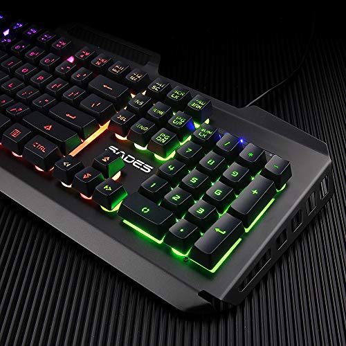 Gaming Keyboard and Mouse Combo,SADES Gaming Mouse and Keyboard,Wired Keyboard with Colorful Lights and Mouse with 4 Adjustable DPI for Gaming for PC/laptop/win7/win8/win10