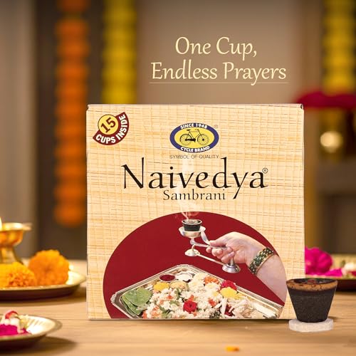 Cycle Pure Naivedya Sambrani Dhoop Cups for Pooja (45 pcs) | Havan Cups for Pooja, Home & Festivals | Natural Guggal Dhoop Original | Dhoop Cones | Pack of 3