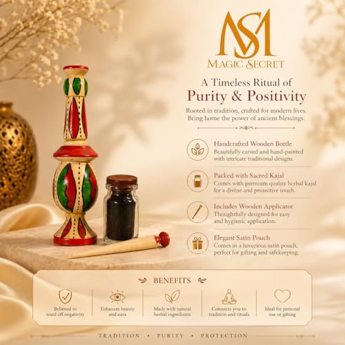 Image of MS MAGIC SECRET Moroccan Kohl Kajal - 100% Natural Herbal Eye Kohl, Smudge-Proof Long Lasting, Traditional Arabic Surma for Dark Intense Eyes (Chemical-Free, Handcrafted) 5g