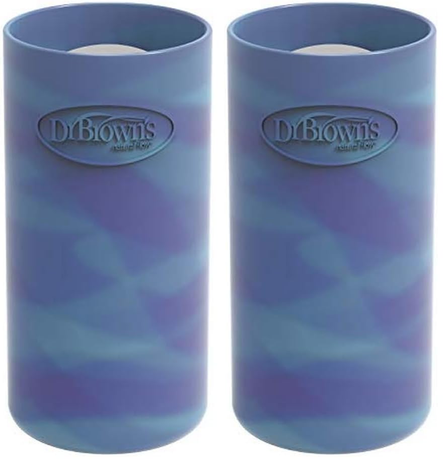 Dr. Brown's Natural Flow Options+ Fundas de vidrio para biberón, 100% silicona, 8 onzas, estrechas, brillan en la oscuridad (paquete de 2)