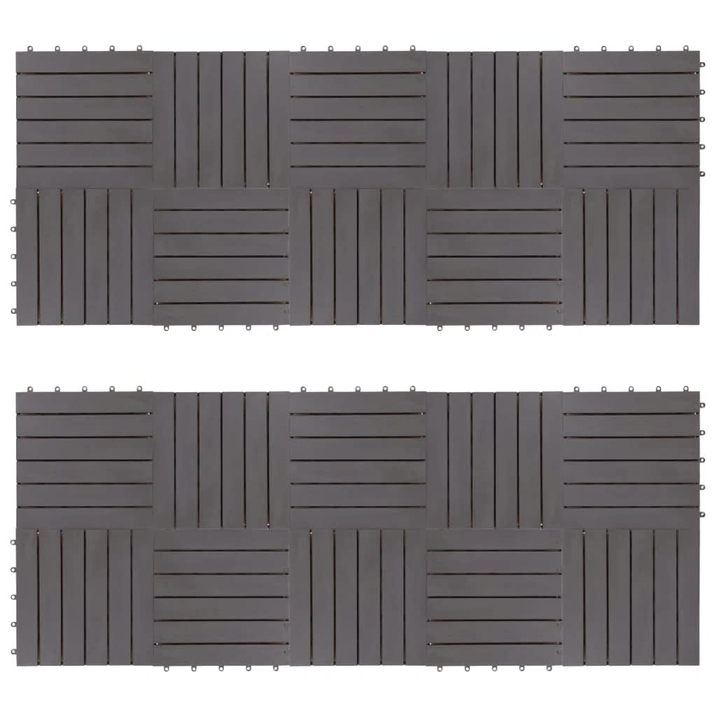 vidaXL 20x Solid Acacia Wood Decking Tiles Grey Wash Tile Flooring Interlocking Patio Pavers Dance Bathroom Shower Floor Tiles 30x30cm