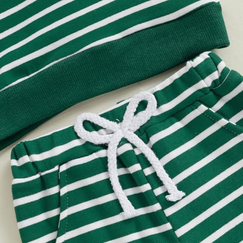 Image of Toddler Baby Boy St Patricks Day Outfit Infant Lucky Clover Sweatshirt Pants Set Little Kids Spring Warm Clothes