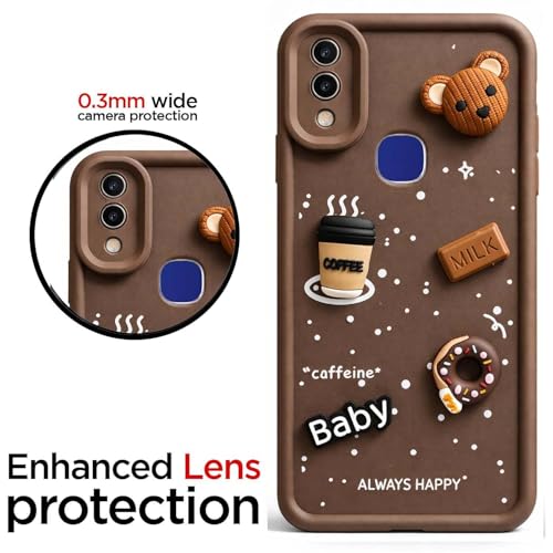 Image of Bintage Case Ball Bear| Donut| Milk Cake| Baby| Coffee Rubber Case Camera Protection Back Cover Compatible for Vivo V11 / Vivo V11i - Brown