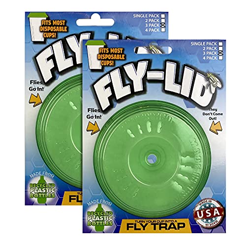 Billy-Bob Fly Lid - Turn Almost Any Cup Into A Fly Trap. Indoor and Outdoor Use - 3 Lids per Pack 6 Lids Total. Great for Fruit Flies and House Flies!
