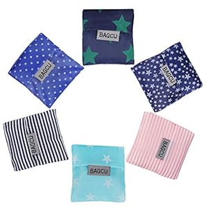 ISIYINER Sacs de Courses Pliables Sac à Provisions Réutilisable Pratique Sac à Main Grande Capacité Léger Cabas de Courses pour Achat Légumes, Extérieur, Voyage, Camping, 6 Pièces (6 Styles)